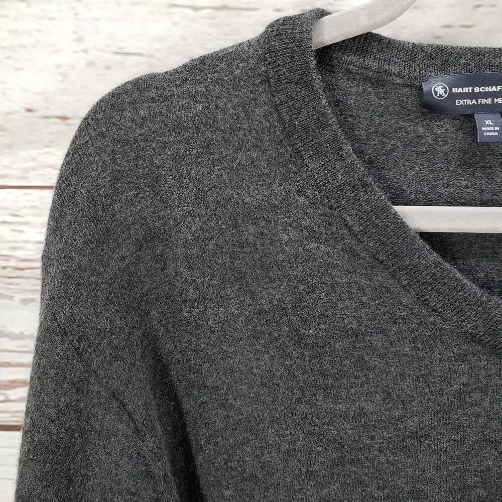 Hart Schaffner Marx Men's Gray Extra Fine Merino Wool Pullover Sweater XL